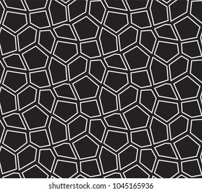 Seamless Lines Vector Mosaic Pattern. Irregular cells background. Voronoi texture.