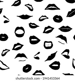 seamless lips background isolated on white