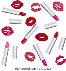 seamless lips stamps and lipsticks pattern