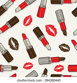 Seamless Lipstick Illustration Background Pattern in Vector