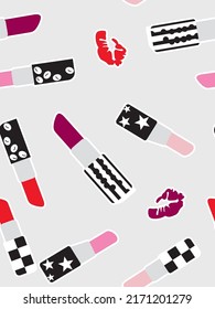 Seamless lipstick pattern vector illustration By Design For You 