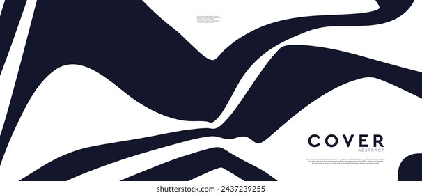 Seamless Liquid Abstract Black and White Stripe. Backdrop Geometric Incline, Waves Line. Optical Illusion for Banner, Poster, Cover, Web. 3d Optical Op Art in Vector illustration.