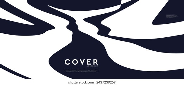 Seamless Liquid Abstract Black and White Stripe. Backdrop Geometric Incline, Waves Line. Optical Illusion for Banner, Poster, Cover, Web. 3d Optical Op Art in Vector illustration.
