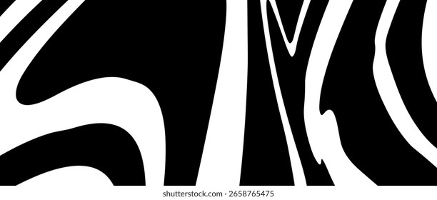 Líquido sin costura Abstractas franja blanca y negra. Fondo de la pendiente geométrica, línea de las olas. Ilusión óptica para el Anuncio, cartel, cubierta, Web. 3d Op Art óptico en Ilustración vectorial.