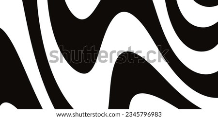 Seamless Liquid Abstract Black and White Stripe. Backdrop Geometric Incline, Waves Line. Optical Illusion for Banner, Poster, Cover, Web. 3d Optical Op Art in Vector illustration. 