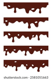 Seamless liquid chocolate borders vector