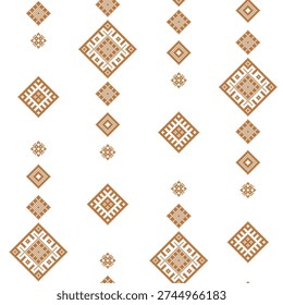 Seamless Lithuanian ethnic ornament pattern with traditional Baltic symbols. Rhombuses of different sizes in flat vector style. Repeating decorative background for textile, wrapping, branding and packaging
