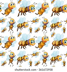 Seamless little bees flying  illustration
