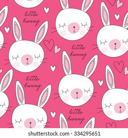 seamless little bunny pattern vector illustration