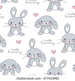 seamless little bunny pattern vector illustration