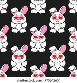 seamless little cute bunny pattern vector illustration