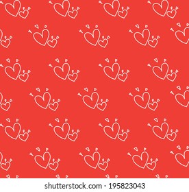 Seamless little heart couple pattern. vector illustration