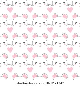 seamless little mouse pattern vector illustration