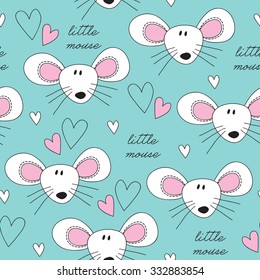 seamless little mouse pattern vector illustration