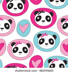 seamless little panda pattern vector illustration