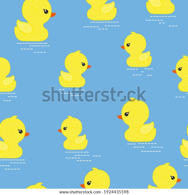 Seamless little\
yellow ducks pattern. Baby\
print