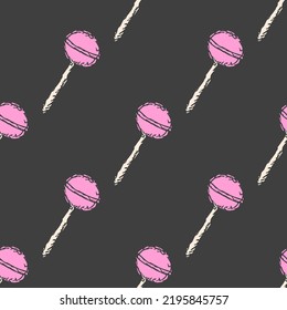 Seamless lolipop pattern. Sweets and candy background. Doodle vector illustration with sweets and candy icons