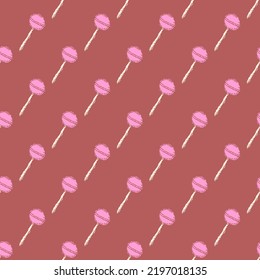 Seamless lolipop pattern. Sweets and candy background. Doodle vector illustration with sweets and candy icons