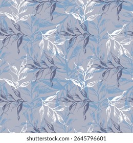 Seamless long pattern leaf graphics variety of types on colorful tone wooden texture surface with tropical leaves for decorate.