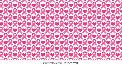 Cor rosa editável em loopable sem costura Faixas minúsculas e coração padrão Vetor ilustração