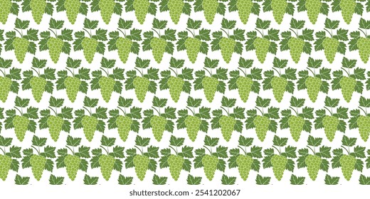 Seamless Loopable Green Bunch of Grapes Pattern Background - Editable Pattern Vector Illutration