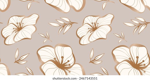 Seamless loopable pattern with hand drawn leaves and branches. Perfect for wallpaper, wrapping paper, textile products, print, web sites, background, social media, blog, presentation and greeting card