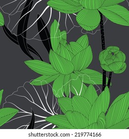 Seamless Lotus Flower Pattern.