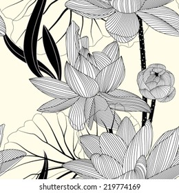 Seamless Lotus Flower Pattern.