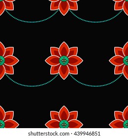 Seamless Lotus flower pattern. Buddhist Temple traditional ornament. Oriental pattern. Buddhism theme. Abstract colorful Background. Vector illustration.