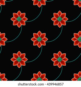 Seamless Lotus flower pattern. Buddhist Temple traditional ornament. Oriental pattern. Buddhism theme. Abstract colorful Background. Vector illustration.