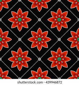 Seamless Lotus flower pattern. Buddhist Temple traditional ornament. Oriental pattern. Buddhism theme. Abstract colorful Background. Vector illustration.