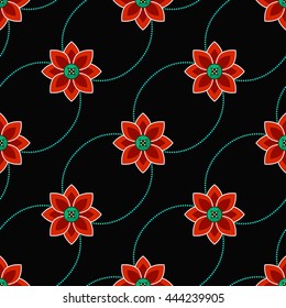 Seamless Lotus flower pattern. Buddhist Temple traditional ornament. Oriental decorative motif. Abstract colorful Background. Vector illustration.