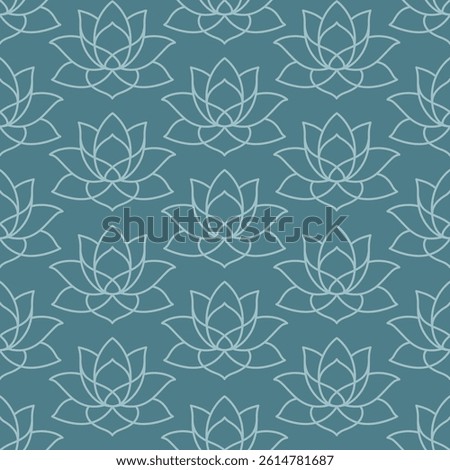 Seamless Lotus Flower Pattern Elegant Hand Drawn Line Art Background for Yoga, Meditation, Spa, Wellness, Textile and Surface Design