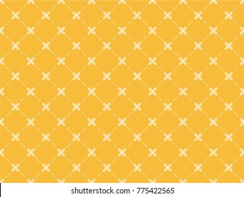 Seamless lotus pattern vector. Diagonal line white yellow on yellow . Design print for textile, wallpaper, background.