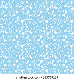 Seamless love background, floral pattern with hearts. Great for wedding invitations, valentine day cards, banners, wrapping paper. Illustrator swatch available in the Swatches panel.