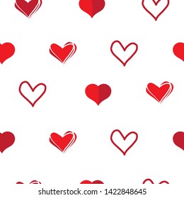 Seamless Love combination with Hand drawn hearts - vector