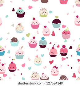 seamless love cupcake pattern