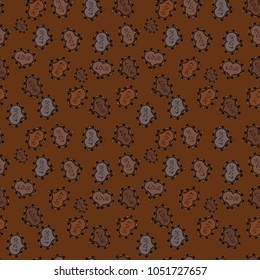 Seamless Love doodle romantic background vector with hearts. Wrapping paper. Drawing in sketch style on brown, black and gray colors. Vector. Valentine':s day. Wedding and invatation card concept.