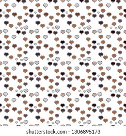 Seamless Love doodle romantic background vector with hearts. Valentine':s day. Drawing in sketch style on gray, white and brown colors. Wedding and invatation card concept. Wrapping paper. Vector.