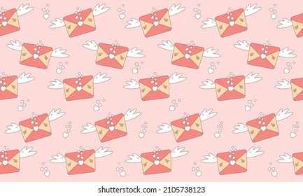 Seamless love envelope pattern with hearts