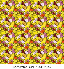 Seamless Love fabric pattern for background. Yellow, black and neutral Vector illustration.
