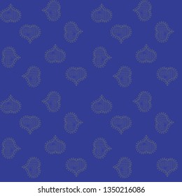 Seamless Love fabric pattern for background. Blue, violet and gray Vector illustration.