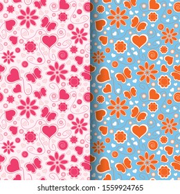 Seamless Love and Flower Pattern