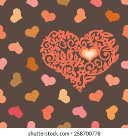 Seamless love heart background in vintage colors. Great for Valentine's Day, Mother's Day, Easter, wedding, scrapbook, gift wrapping paper, textiles.