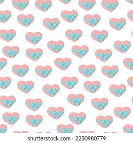 Seamless love heart design vector background. Seamless pattern on Valentine's day. The seamless texture with cuteheart. Endless romantic print. 