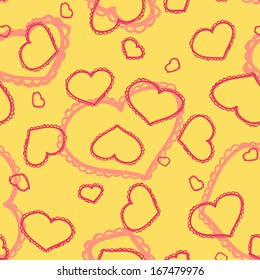 Seamless love hearts yellow pattern