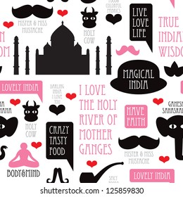 Seamless i love india icon background pattern in vector