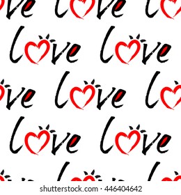 seamless love lettering background and pattern vector illustration