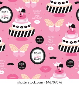 Seamless love and marriage wedding template illustration background pattern in vector 