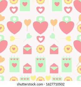 Seamless Love Padlock Pattern. Mail Pattern. Love Calendar. Seamless Pattern Design Valentine